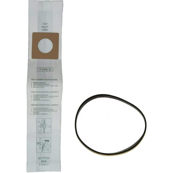 Replacement Part For Dirt Devil Type D, 6Pk Paper Bags with Style 4/5 Flat 2 Belts