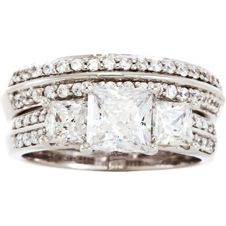 cubic carat zirconia sterling ring silver walmart
