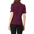 thumbnail image 3 of INSPIRE CHIC Women's Summer Tops Solid Color Bow Tie Neck Short Sleeves Wear-to-Work Blouses Deep Fuchsia M, 3 of 5