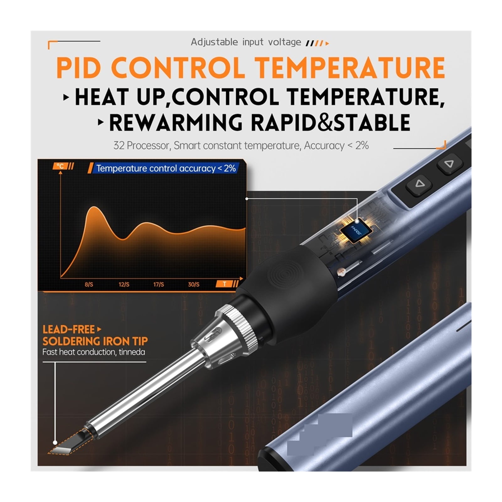 Intelligent Electric Soldering Iron ,Fast Heat Portable Soldering Iron, Station Kit Adjustable Constant Temperature