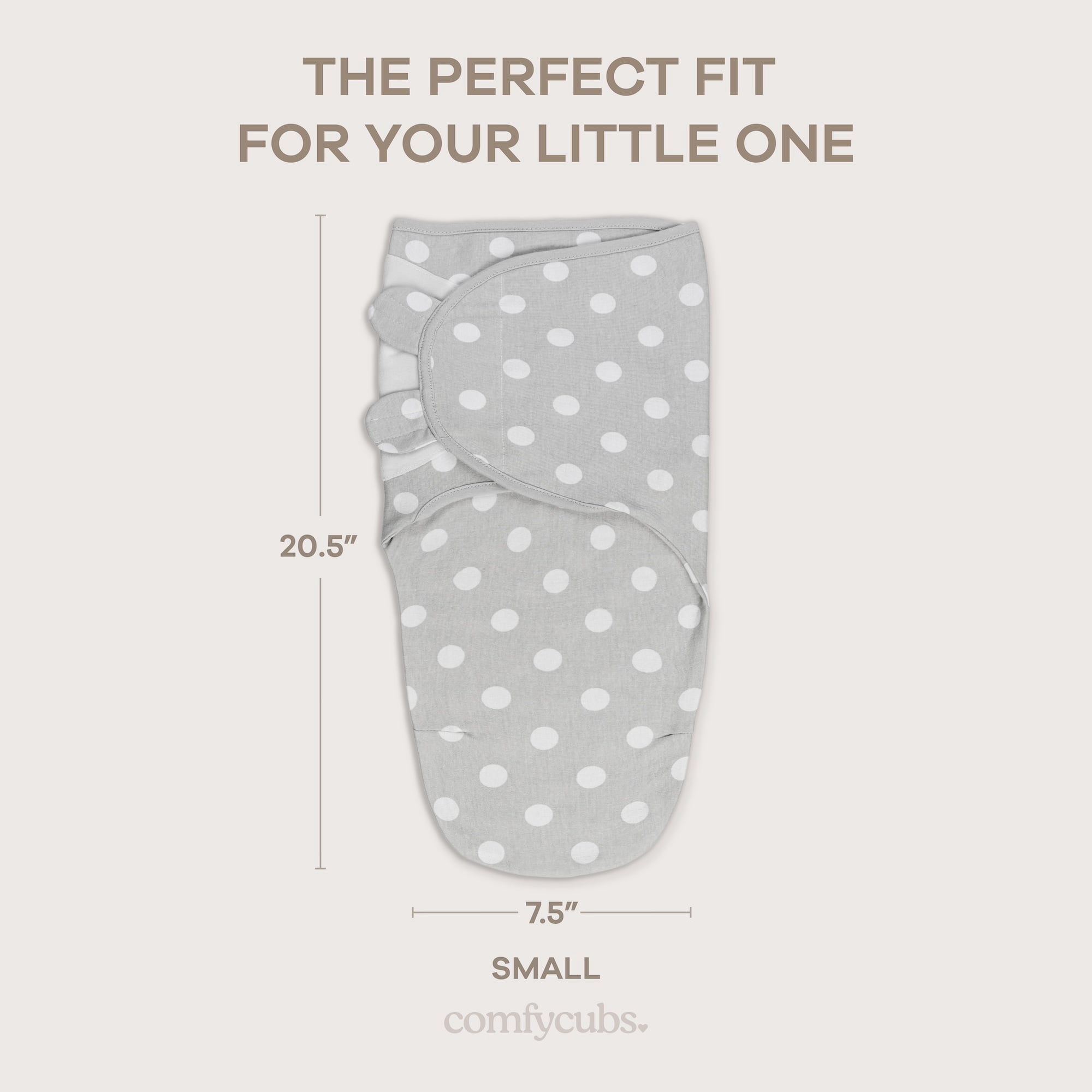 Comfy Cubs Baby Swaddles, Easy Adjustable 3 Pack for Boys and Girls (Small 0-3 Months, Gray)