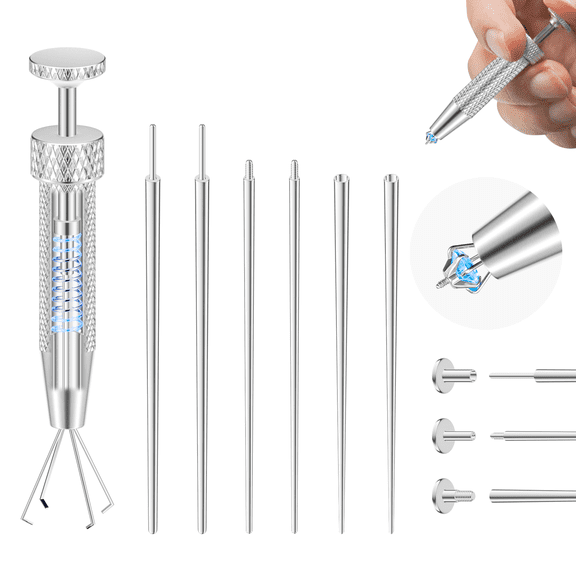 AMASIS 316L Stainless Steel Piercing Tool Set, 7 Pieces Ball Grabber and Tapers, Anti-Slip, for 16G and 18G Jewelry