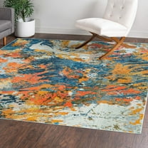 Unique Loom Vivid Collection Area Rug - Pune (9' 10" Square Multi/Beige)