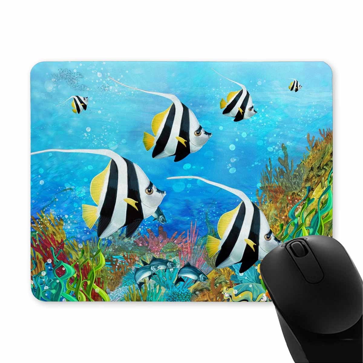 POP Gaming Mouse Pad Oblong Shaped The Coral Reef and Fish Mouse Mat ...
