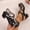 black, variant on Women's Pearl Decoration Jelly Sandals, Waterproof Summer Gladiator Shoes with Med Square Heel and Ankle Strap, Size 36-40