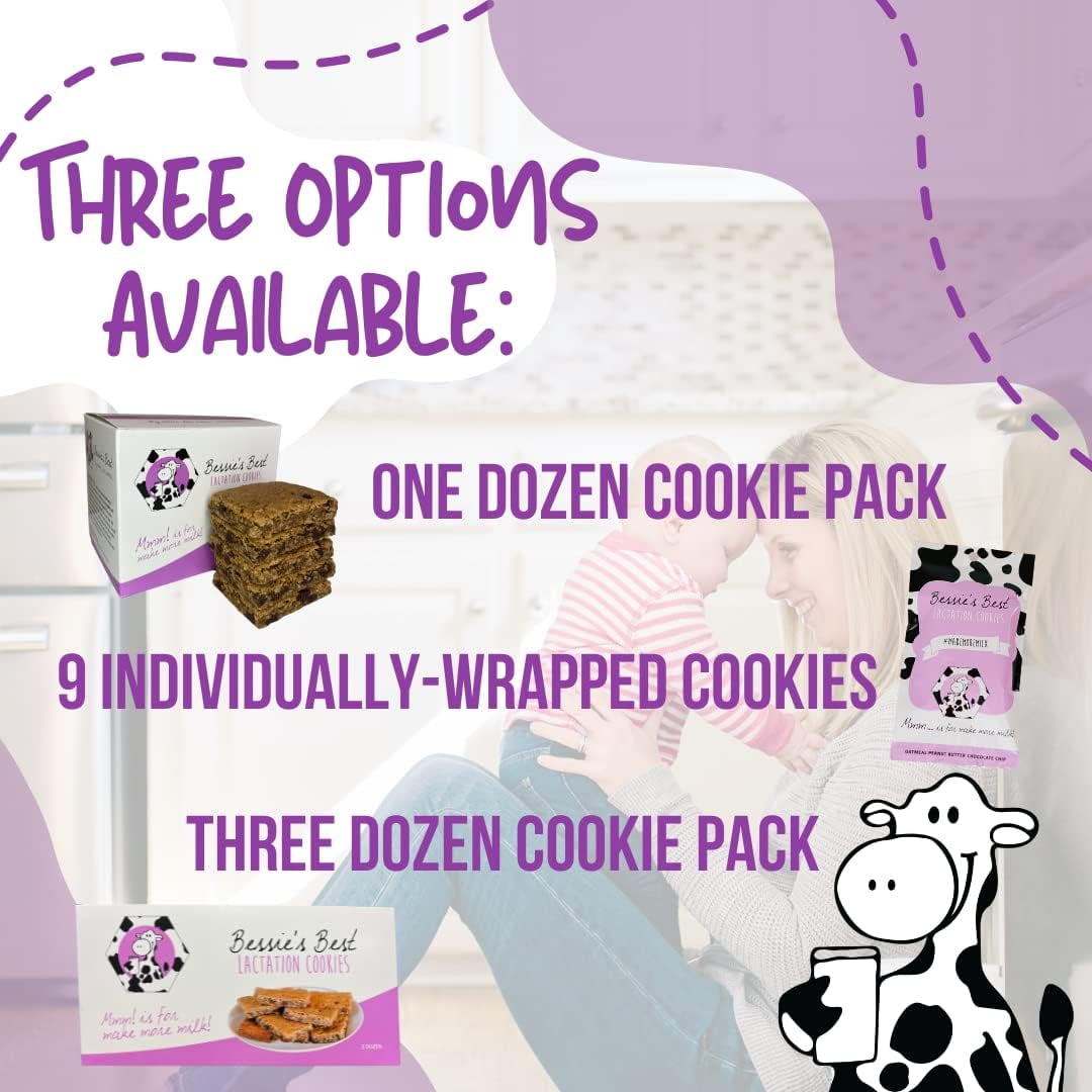 Bessie’s Best Lactation Cookies - Lactation Support & Breast Milk Boosting Cookies - 9 Count