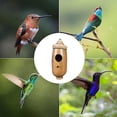 thumbnail image 6 of TOP-MAX Handmade Wooden Hummingbird House with Metal Ring Swinging Hummingbird Nest (Model-3), 6 of 7
