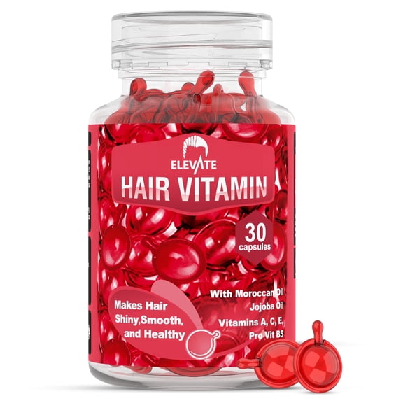 Elevate Hair Oil Serum Capsules with Argan & Jojoba Oils, 30 Count