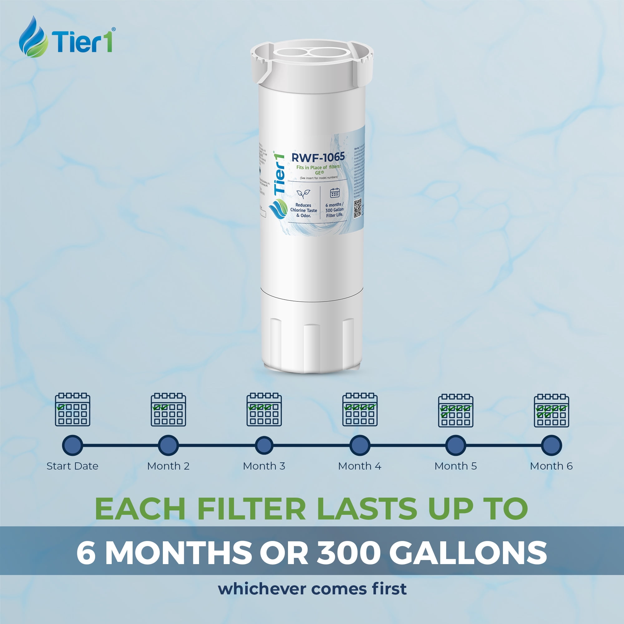 Tier1 XWF Refrigerator Water Filter 3-pk | Replacement for GE XWF, WR17X30702, GBE21, GDE21, GDE25, GFE24, GFE26, GNE21, Fridge Filter