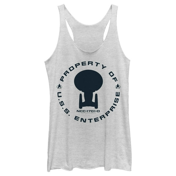 Women's Star Trek: The Next Generation Property Of The USS Enterprise  Racerback Tank Top White Heather Small