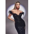 thumbnail image 2 of Sexy Off The Shoulder Sequin  feather Bodice Luxury Dress, 2 of 3