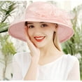 thumbnail image 4 of Big Brim Hat Organza Hats Summer Beach Cap Tea Party Wedding Fascinator Church Hats, 4 of 5