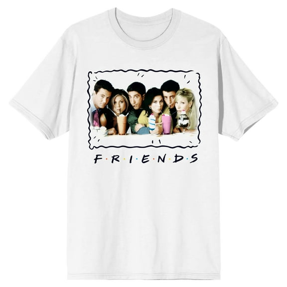 Friends Main Cast Sharing milkshakes Men's White T-shirt-Medium
