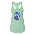 thumbnail image 2 of Wolf Howling at the Moon | Womens Animal Lover Jersey Racerback Tank Top, Mint, Medium, 2 of 3