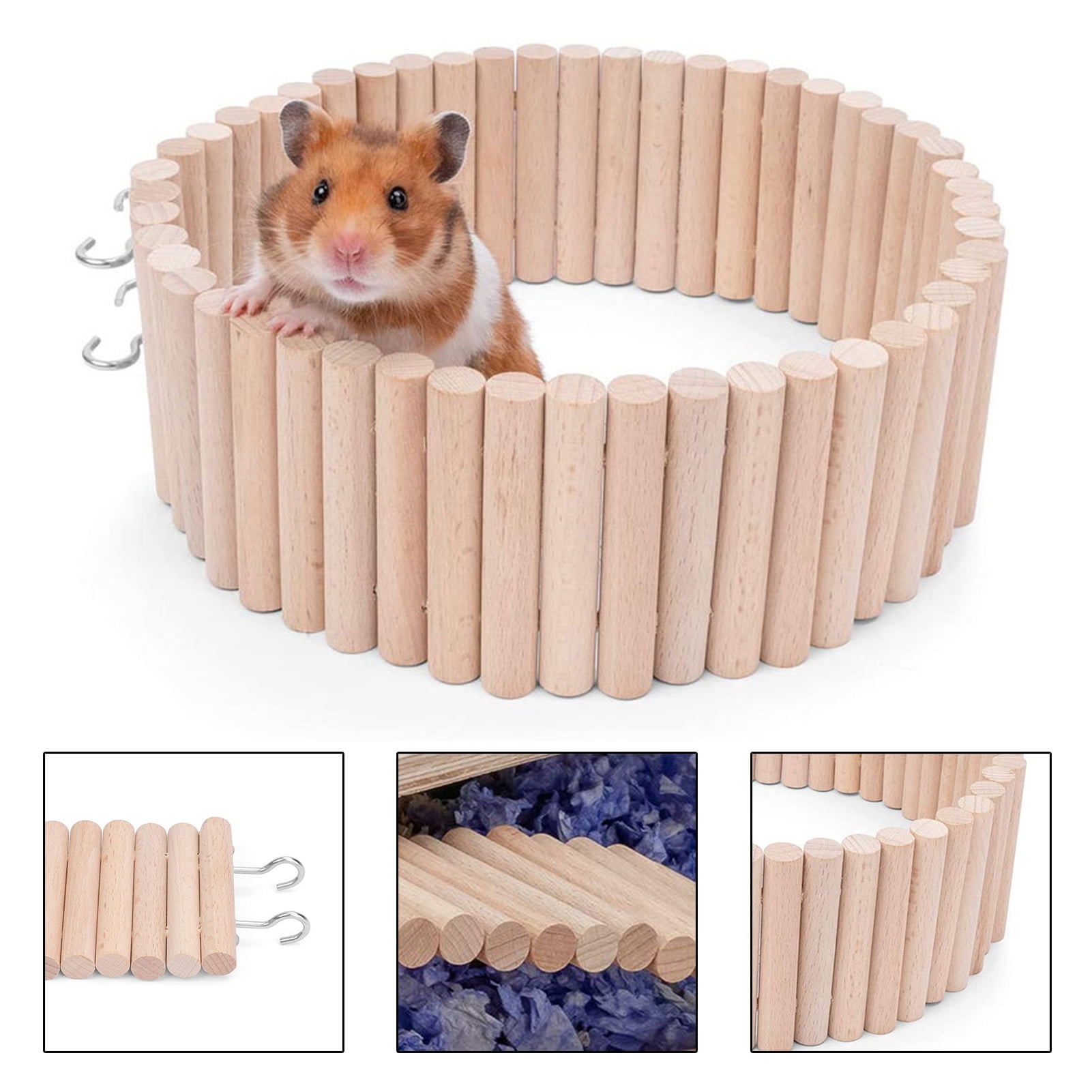 Walbest Hamster Suspension Bridge Ladder Rodents Natural Wooden Arch Bendable Bridge Chew Toy Long Climbing Ladder for Hamster Guinea Chipmunk Pig and Other Small Animals