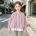 thumbnail image 2 of Girls Ruffled Collar Light Windbreaker Puff Long Sleeve Button Casual Jacket with Lace Trim Toddler Coats for Girls Outerwear, 2 of 9