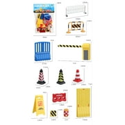 Road Signs for Kids, 33pcs Mini Traffic Signs Miniature Traffic Cones and Signs Mini Street Signs Playset Roadblocks Toys Mini Garbage Can Toy for Kids