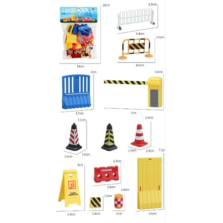 Road Signs for Kids, 33pcs Mini Traffic Signs Miniature Traffic Cones and Signs Mini Street Signs Playset Roadblocks Toys Mini Garbage Can Toy for Kids