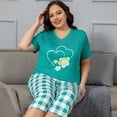 thumbnail image 2 of Plus Size Pajamas: Syphorium Womens Plus Size Pajamas, Short Sleeve Sleepwear Top with Capri Pants Prints 2 Piece Pjs Loungewear, 2 of 4
