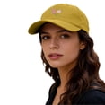 thumbnail image 3 of Vintage Washed Baseball Cap, Hand Embroidered Flower Design Trucker Style Hat, Adjustable Sun Hat for Women Men, Casual Outdoor Unisex Cap for Daily Wear - Yellow, 3 of 4