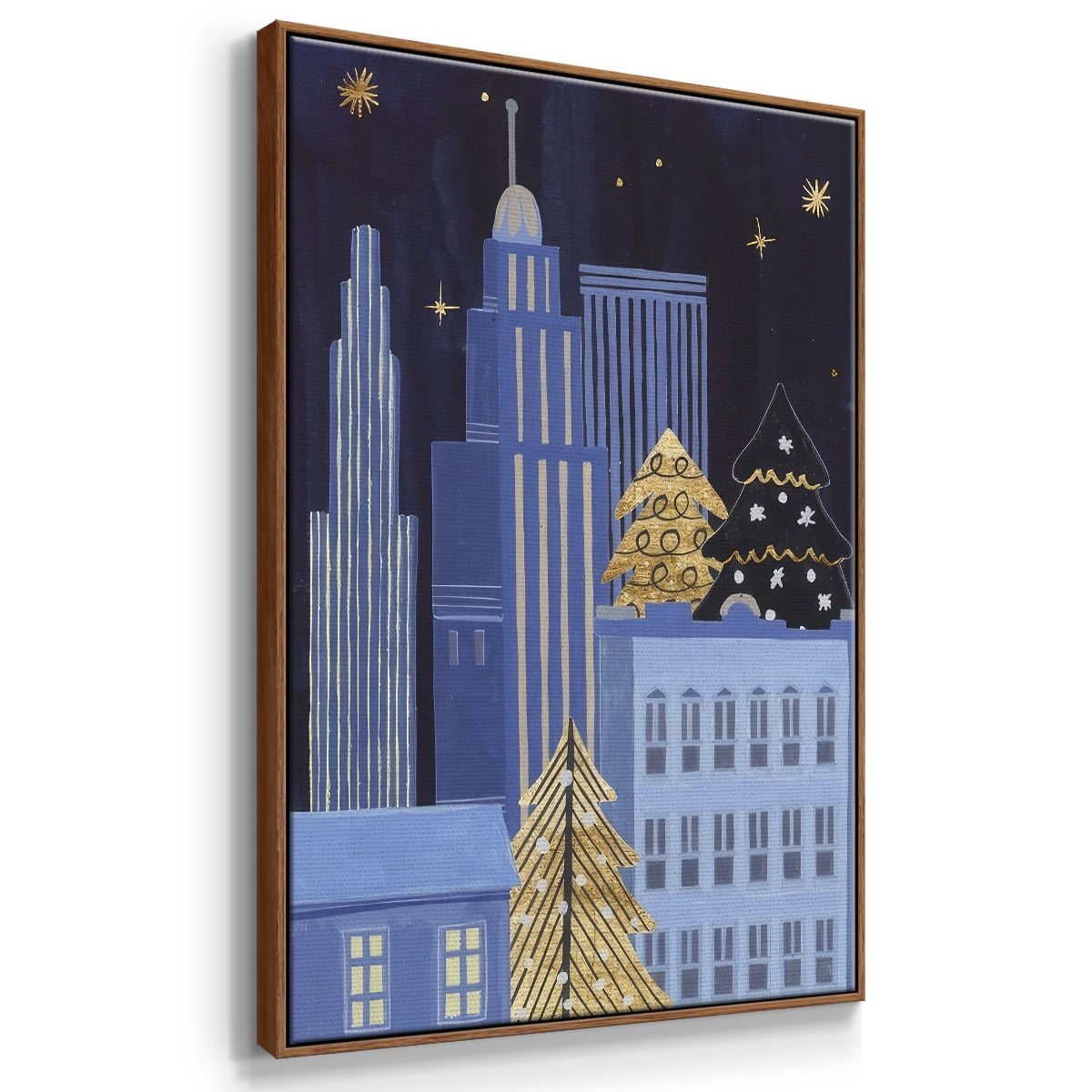 Holiday Night Collection B - Framed Gallery Wrapped Holiday Canvas - 17 x 25 - Rosewood Frame