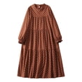 thumbnail image 2 of Ovzne Robes d'Été pour Femmes 2025 Robe pour Femme Robe à Manches Longues Ample Imprimée à Pois Robe Grande Taille Robe à Manches Longues Imprimée Liquidation, 2 of 7