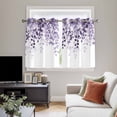 thumbnail image 4 of Purple Kitchen Curtains Window Panels, Eucalyptus Leaves Insulated Window Treatment Curtain, Grommet Curtains for Bedroom/Living Room/Bathroom, 2 Piece 52"Wx45"L, 4 of 8