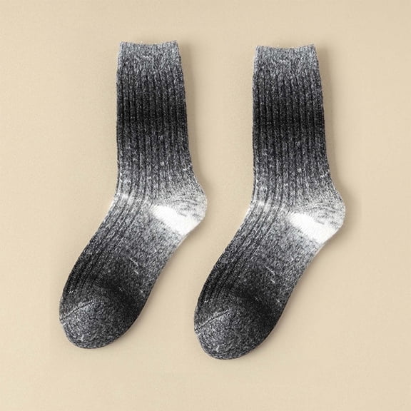 FAZVAOO Womens Fuzzy Socks Cotton Crew Unisex Wool Thick Warm Sleep Floor Socks Black