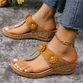 thumbnail image 5 of Beach Sandals for Woman, Xunlbb Women's Fashion Casual Summer New Style Solid Color Fish Mouth Wedge Heel Fashionable Bright Diamond Flower Line Beach Flip Flops Sandals(Yellow,Size:38), 5 of 9