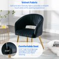 thumbnail image 4 of Wubio Modern Velvet Desk Chair Accent Armchair Upholstered Tufted Chairs Dining Chairs, Tufted Vanity Chairs Side Chairs with Gold Metal Legs for Dining Room Living Room Restaurant, 1 PC & Black, 4 of 6