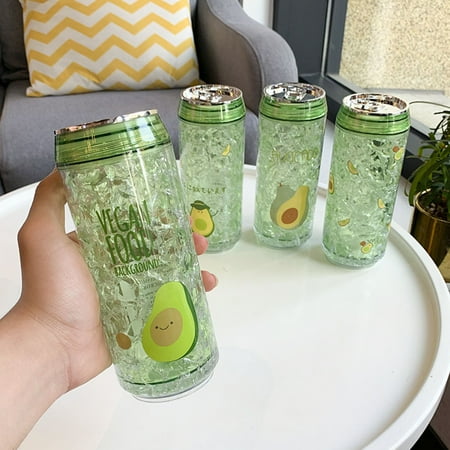 

SouthEle 350ml Iced Sippy Cup Thickened Bottom Double Layer Refrigeration Portable Ice Drink Water Cup Student Water Bottle for Home Use