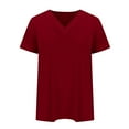 thumbnail image 5 of Giftesty Womens Tops Plus Size Women Fashion Solid Color V-Neck Short Sleeve T-Shirt Blouse Tops, 5 of 6