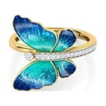 thumbnail image 2 of Exquisite Diamond Crystal Blue Green Butterfly Gold Ring, 2 of 2