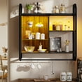 thumbnail image 5 of Bestier 33" Floating Shelves with LED Lights Wood Wall Mounted Storage Display Shelves for Kitchen Bathroom, Charcoal, 5 of 10