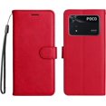 thumbnail image 2 of Retro Solid Color Wallet Case for Xiaomi Poco X4 Pro 5G, Business Fashion PU Leather w/Kickstand with Card Holder Flip Phone Cover for Xiaomi Poco X4 Pro 5G CS Red, 2 of 14