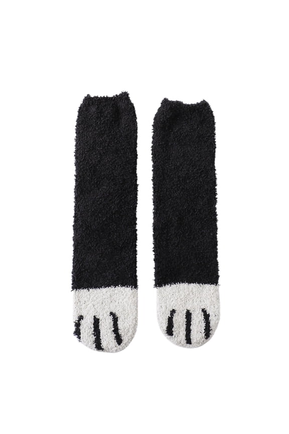 Women Winter Thicken Fuzzy Fluffy Cozy Warm Slipper Socks Cute for Cat Paw Animal Printed Soft Home Floor Sleeping Stockings Hosiery