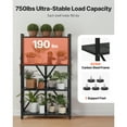 thumbnail image 4 of KFFKFF 4-Tier Foldable Storage Shelf, 26W x 13D x 46H Inch Metal Rack Shelving Unit, Durable Organizer with 5 Wheels & 4 Hooks for Pantry, Kitchen, Garage, Basement, Black, 4 of 9