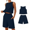 thumbnail image 6 of Costeam Womens 2 Piece Sleeveless Top and Loose Pocket Pants Set Solid Color Soft Stretch Fabric High Waist Casual Wide Leg Pant Outfit Suit, 6 of 6