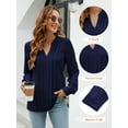 thumbnail image 4 of TEMOFON Blouses for Women Pleated Long Sleeve Tunic Tops Dressy Casual Fall V Neck Pleated Shirts Womens Clothes Business Work Office Wear Tops, 4 of 8