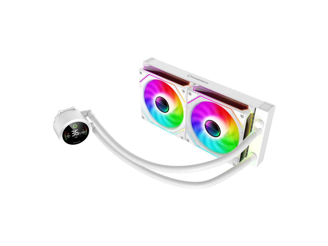 GAMEMAX IceBurg 240 Digital WH, Liquid CPU Cooler 240mm Addressable ARGB Pump Fans 245W TDP AIO Water Cooler,  Supports Intel LGA 1851/1700, AMD AM5/AM4