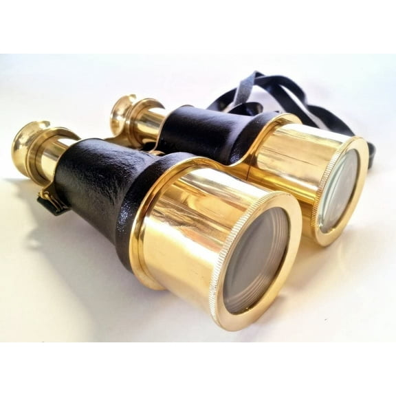 Brass Leather Binoculars 6" - Antique Style Binoculars - Nautical Decor Home Decoration - Executive Promotional Gift
