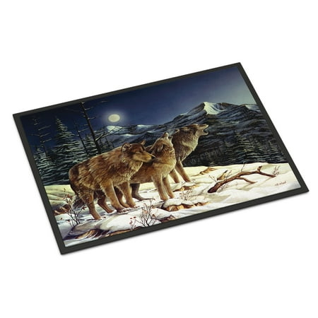 - Wolf Wolves Crying at The Moon Door Mat