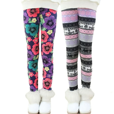 

Yuanyu 2 Pack Toddler Girls Leggings Footless Thick Winter Tights Stretchy Trousers Baby Legging Pants 3-11 Years
