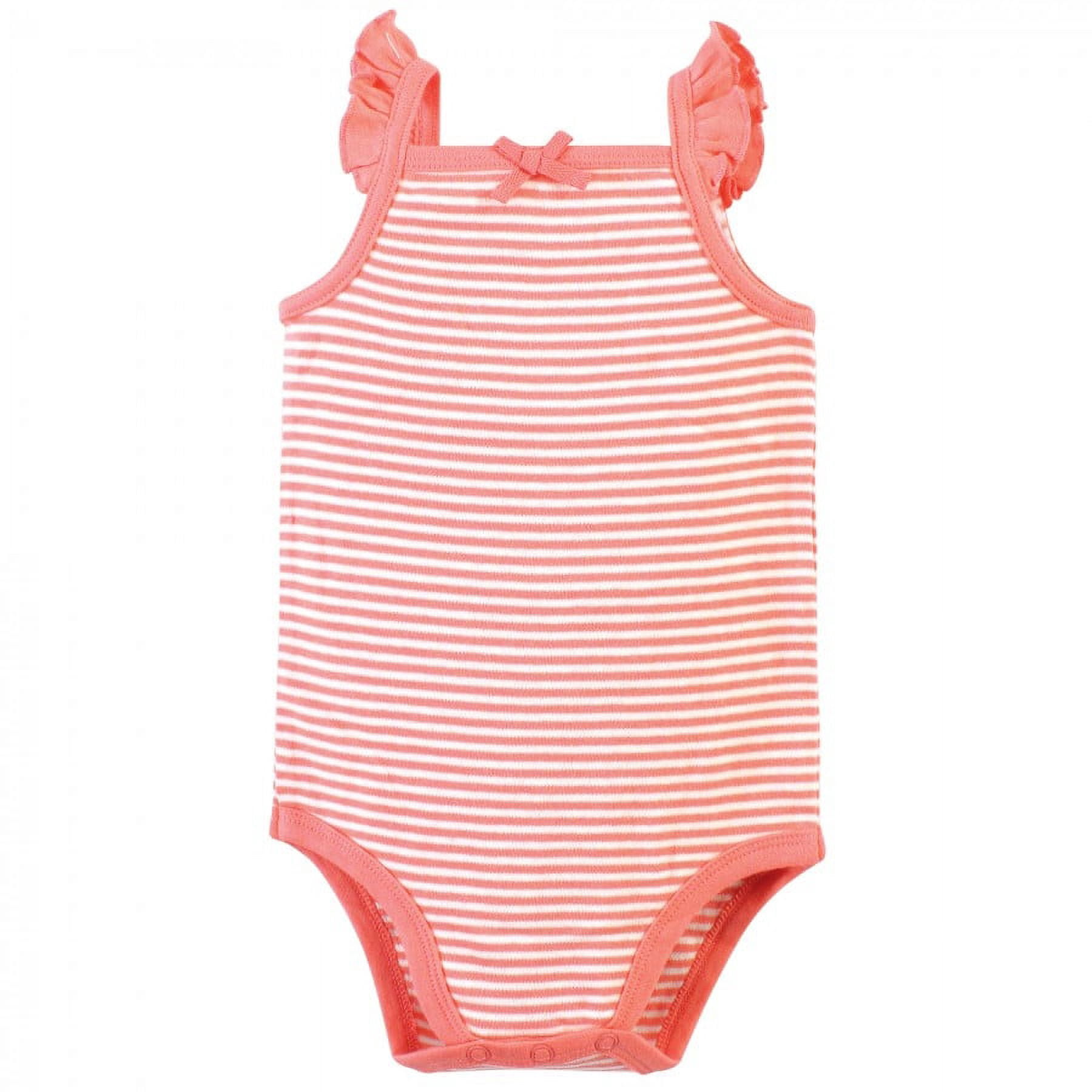 Touched by Nature Baby Girl Organic Cotton Bodysuits 5pk, Peach, 12-18 Months