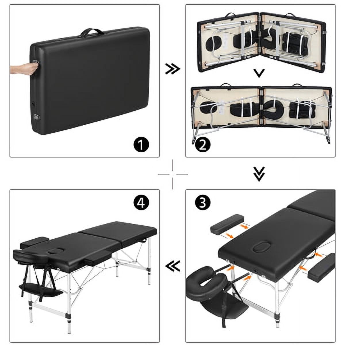 SmileMart 3 Section 84" Portable Adjustable Aluminum  Massage Table for Spa Treatments, Black - image 2 of 13