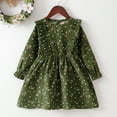 thumbnail image 3 of NZRVAWS Dress For Little Girls 5 Years Girls Floral Print 6 Years Girls Dress 1PCS Winter Dress,Green, 3 of 8