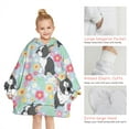 thumbnail image 6 of Boston Terriers and Flowers Blanket Hoodies for Kids 6-13YR Oversize Wearable Blanket Hoodies for Boys Girls Teens, 6 of 7