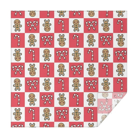 Christmas Square Tablecloth 42x42 Inch – Waterproof Polyester Printed Table Cover, Wrinkle Resistant & Washable for Kitchen Dining Picnic Party Decor, Single-v4-15, White
