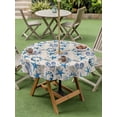 thumbnail image 5 of Outdoor Tablecloth with Umbrella Hole Zipper Summer Starfish Round Tablecloth 54" Waterproof Outside Table Cloth Swimming Circle Flip Flops Artwork Patio Table Cover Tablecloths for Picnic Party, 5 of 8