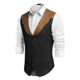thumbnail image 2 of COOFANDY Men's Suede Leather Suit Vest Casual Western Vest Jacket Slim Fit Cowboy Waistcoat, 2 of 6